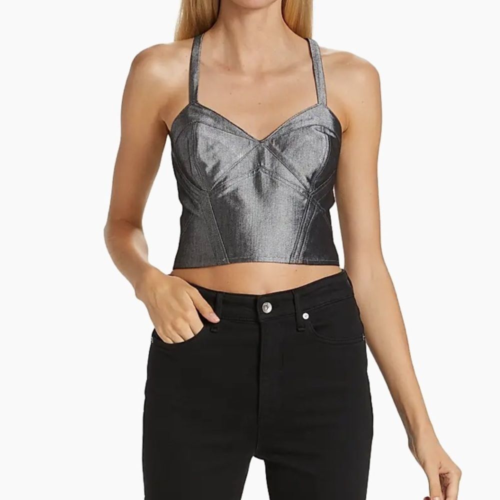Rag & Bone Theresa Shine Bustier Top NWT Metallic Grey Bustier Cami Top 6